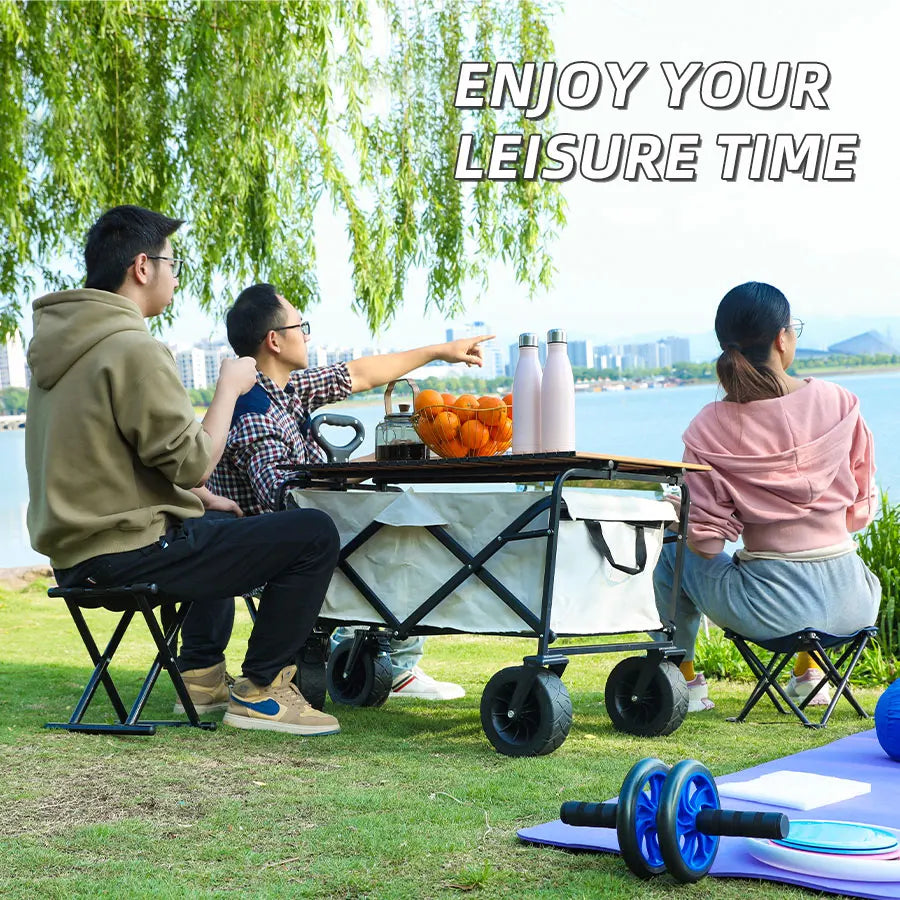 Heavy Duty Collapsible Beach Cart & Table
