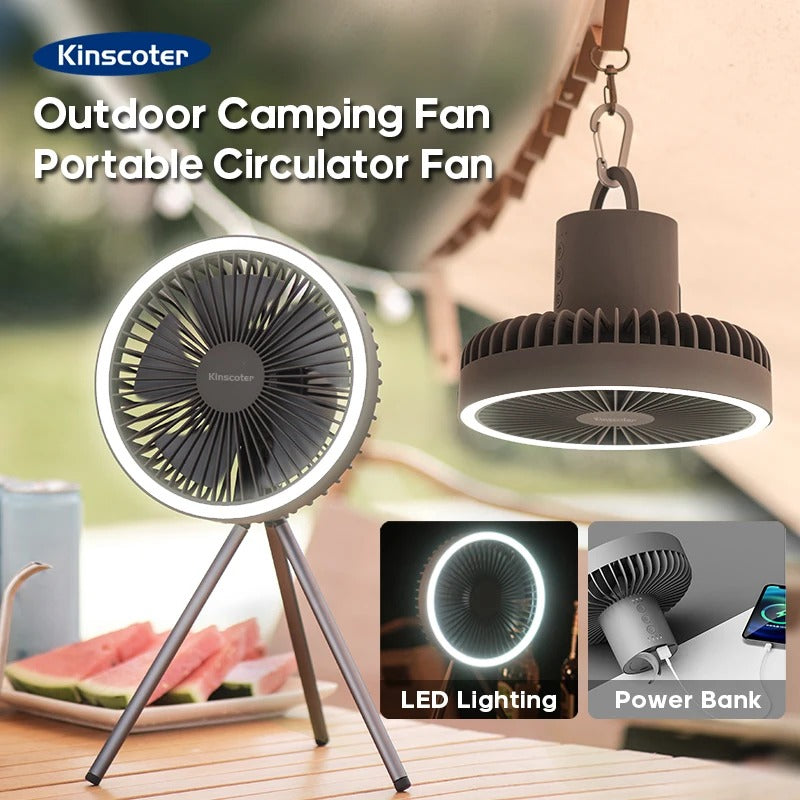 Portable Camping Fan with LED Lights