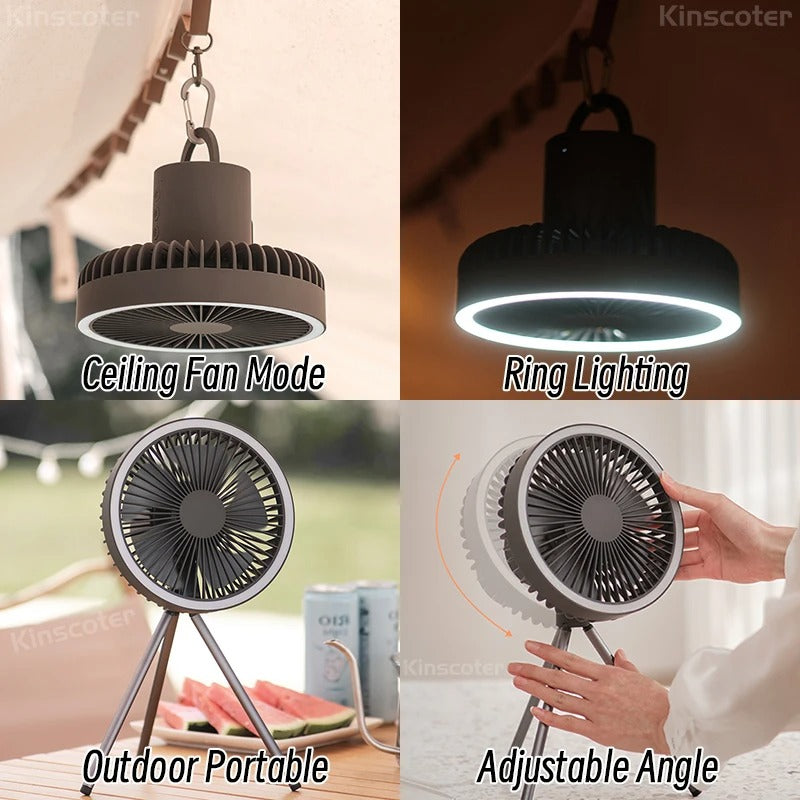 Portable Camping Fan with LED Lights