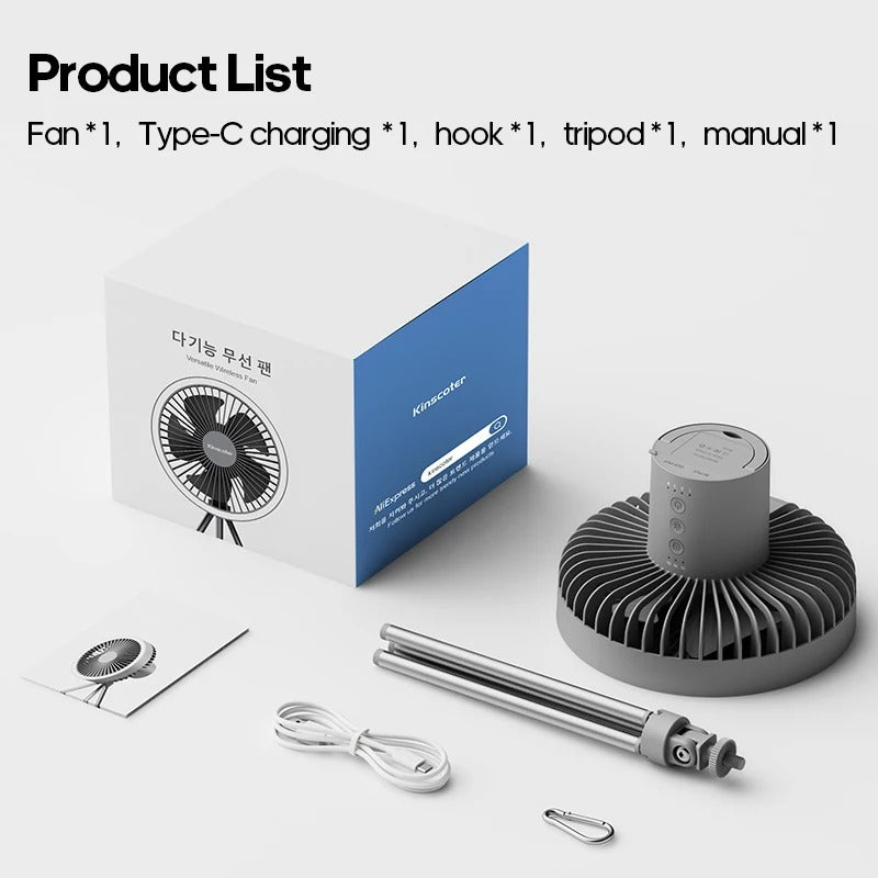 Portable Camping Fan with LED Lights